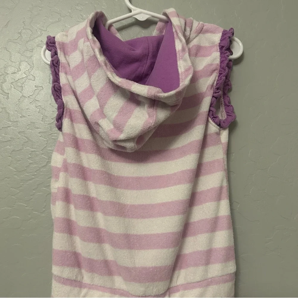 Disney Rapunzel purple and white striped shorts romper terry swim cover up 5/6